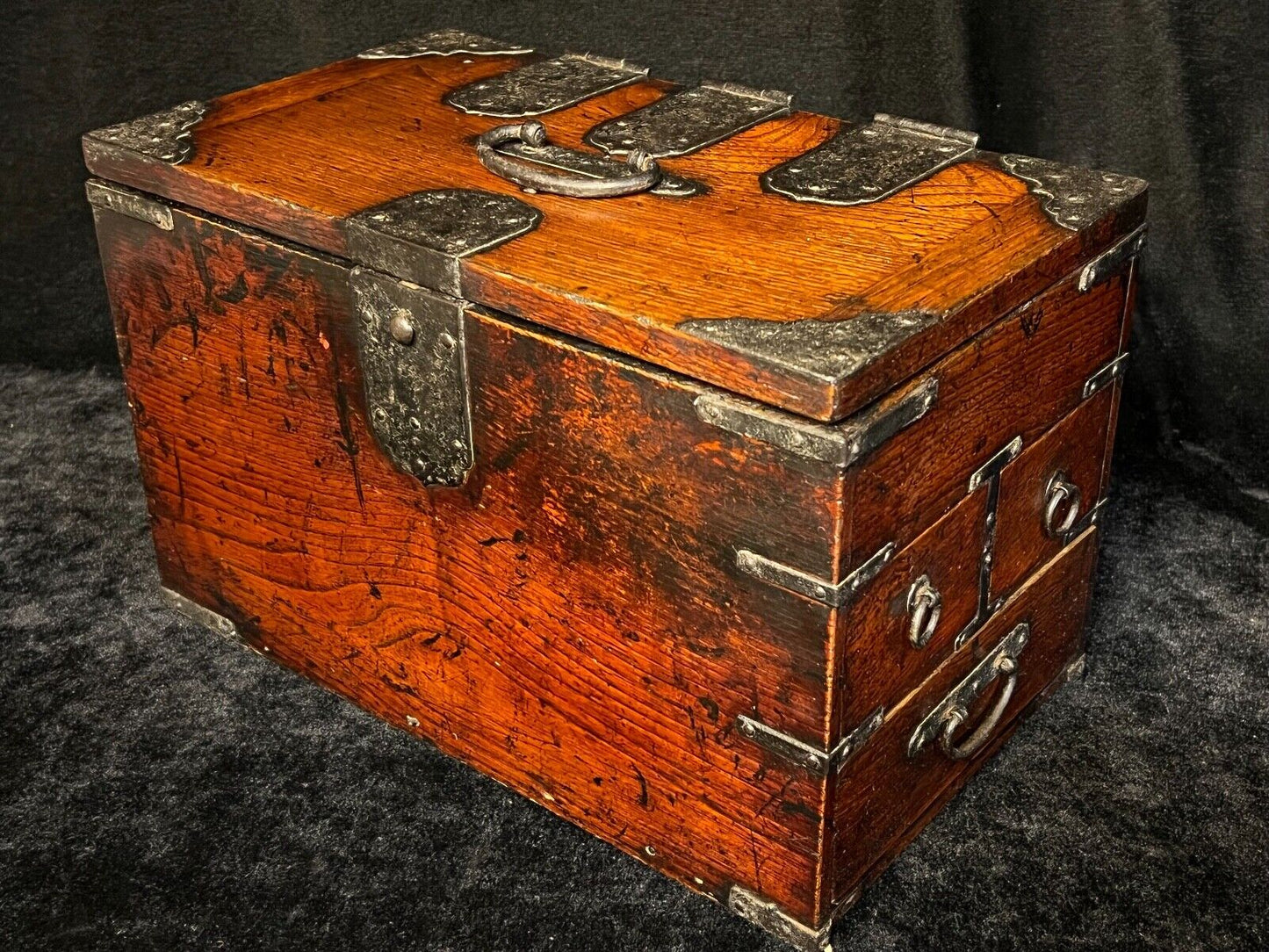 Antique Japanese Meiji Era C1880 Keyaki Wood Suzuribako Calligraphy Tansu