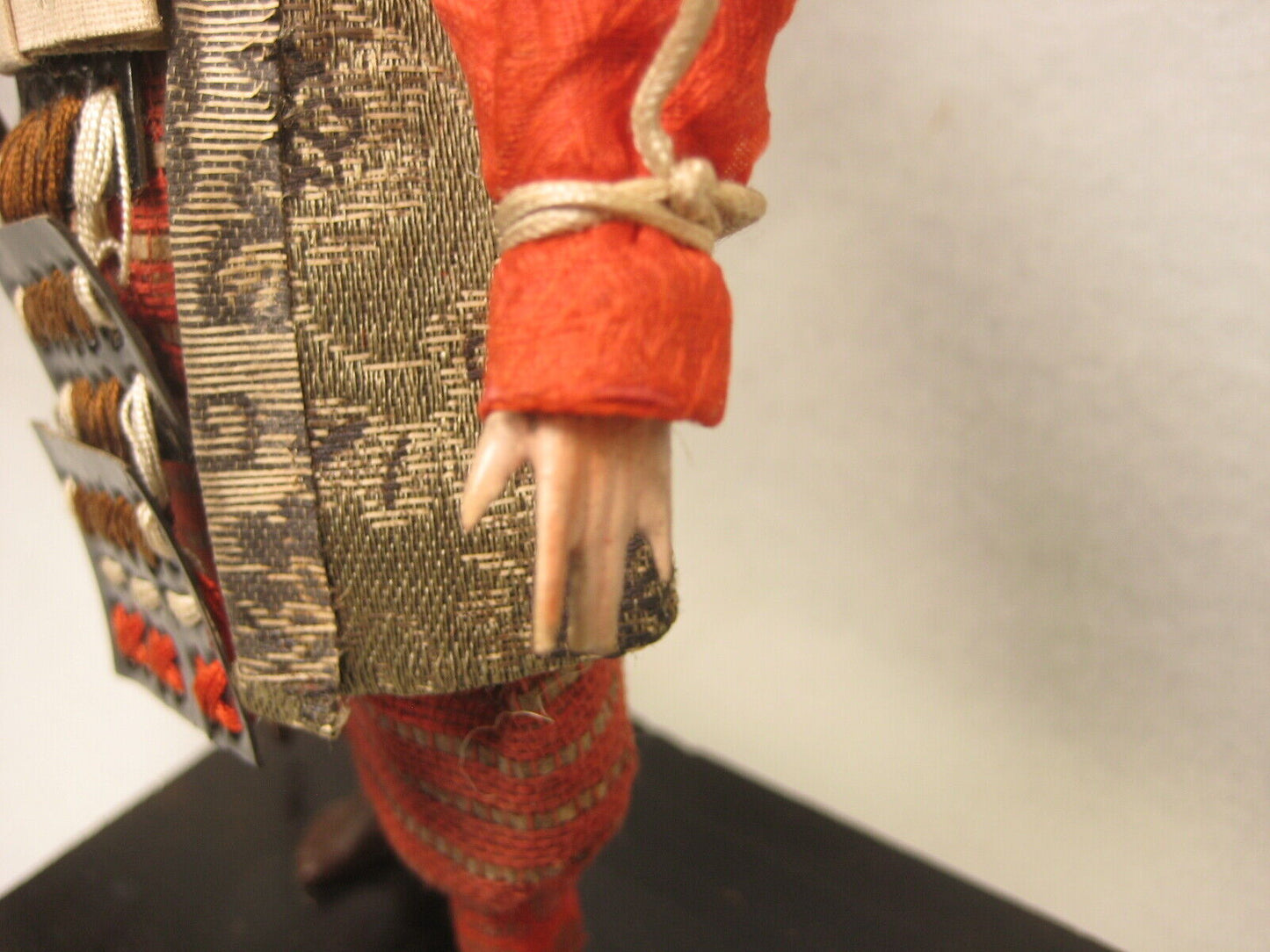 Antique Japanese Samurai Warrior Doll Wood Gofun Face Fierce General W/Sword