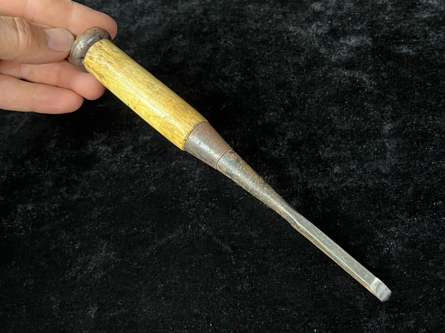 Vintage Japanese Chisel Laminated Forged Iron Blade Nomi Red Oak Handle 1/4"