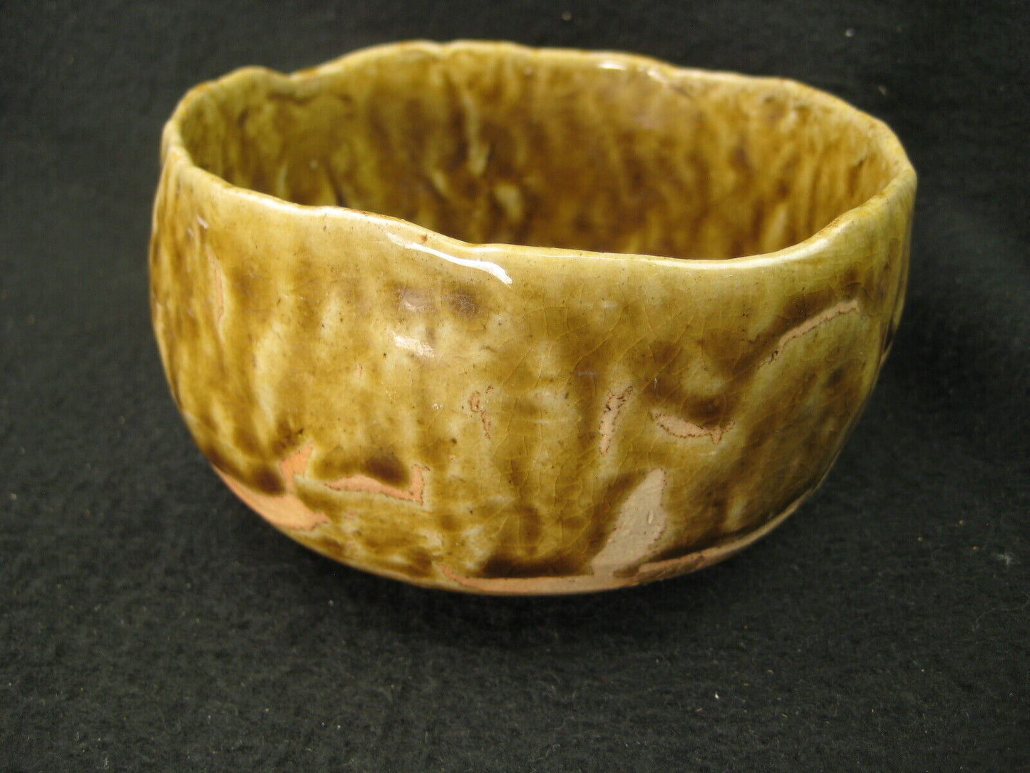 Vintage Japanese (C. 1950) Signed Tea Ceremony Ceramic Chawan Tea Bowl Olive