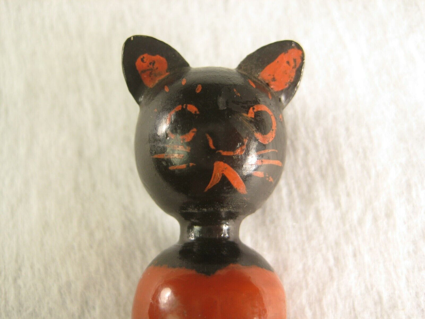 Vintage Japanese Signed Wooden Mechanical Pencil Carved Wooden Kitten Cat Head