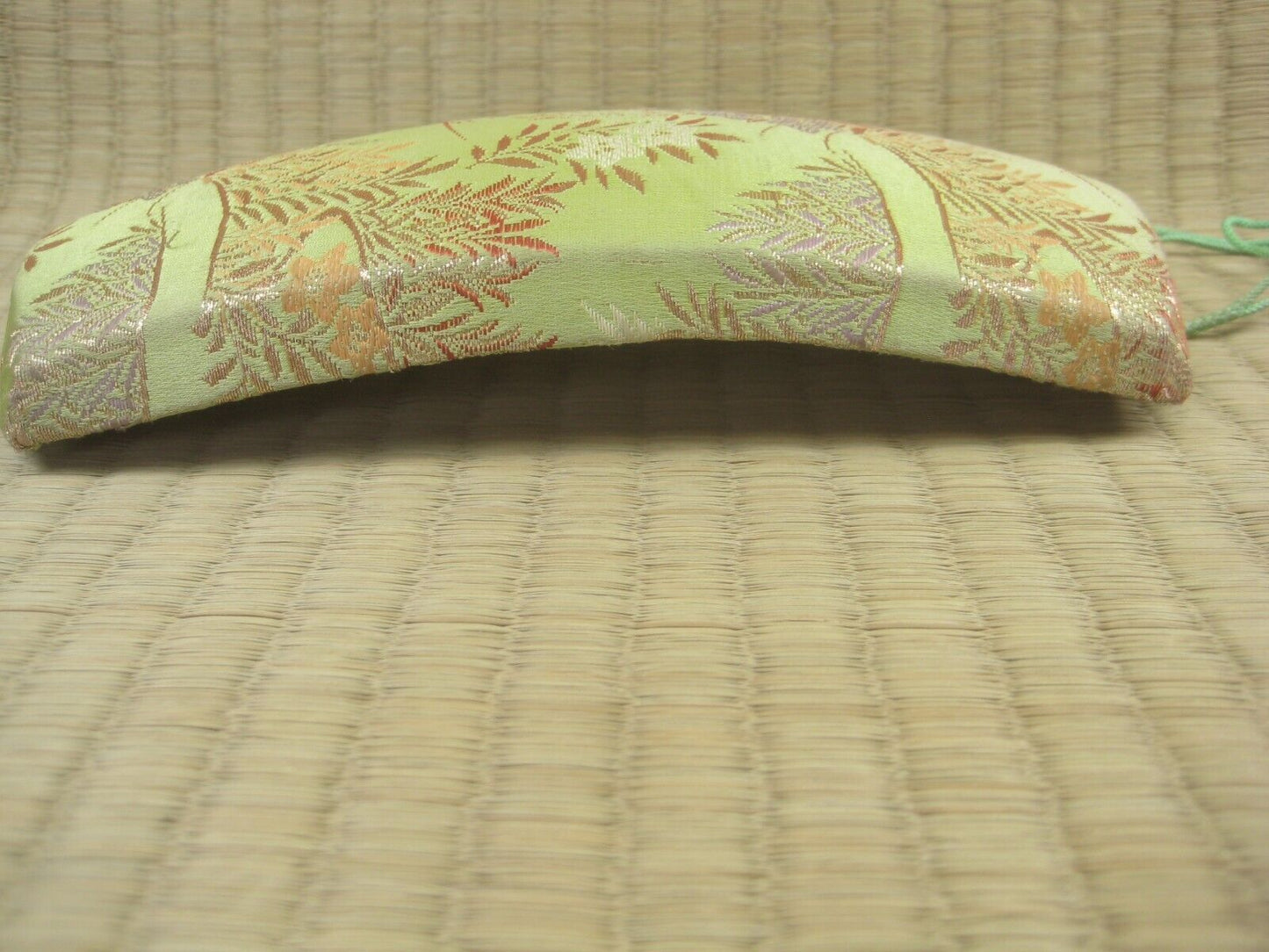 Vintage Japanese Shamisen Doukake Side Cover For Dou (Body) Green W/ Flowers