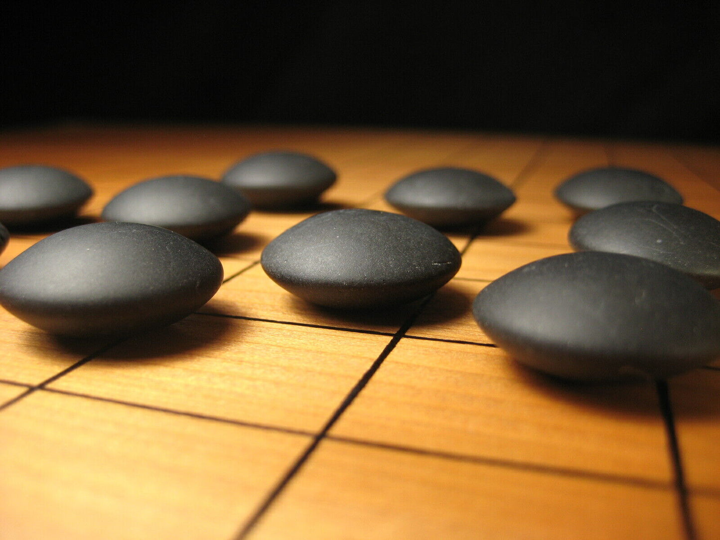 Vintage Japanese Go Game Stones X10 For Replacement - Black Glass 10Pcs ~3/8"