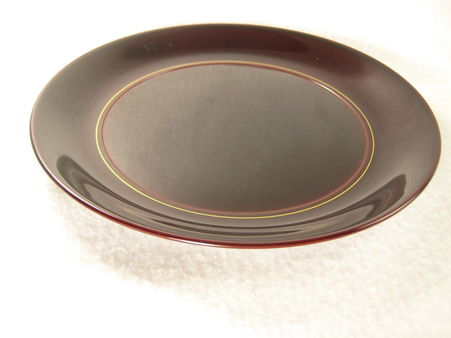 Vintage Japanese Wooden Burgundy Lacquer Kashizara Appetizer Dish Plate