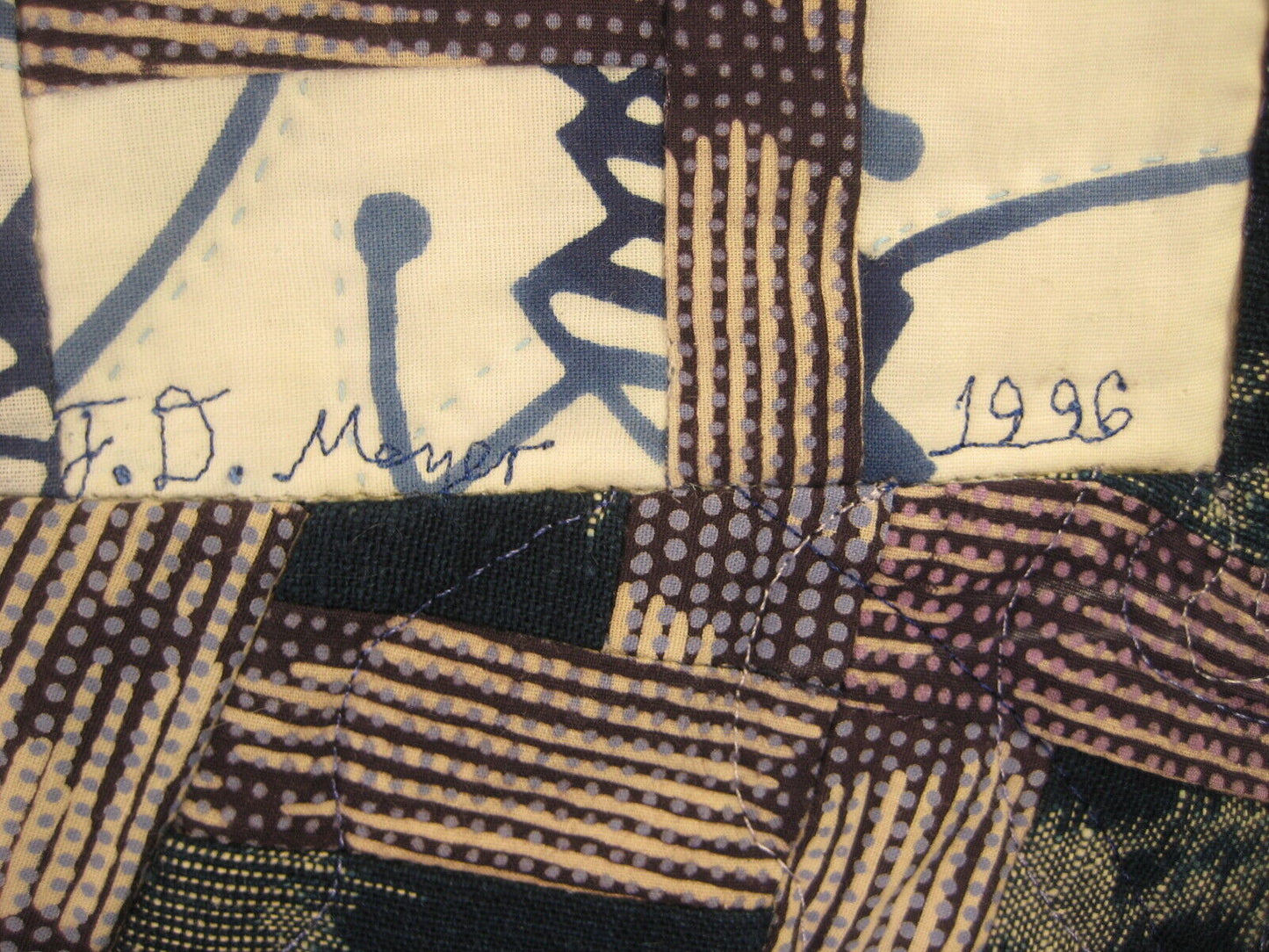 Vintage Japanese Printed Cotton Stiched Quilt Utamaro Courtesan Geisha Design