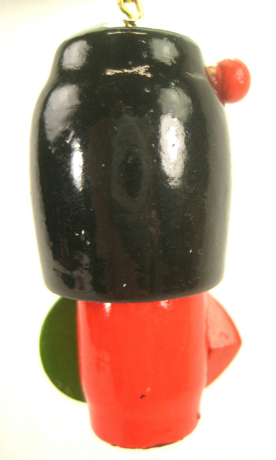 Japanese Hanging Kokeshi Ornement Red Kimono Green Hat Red Fan Tall Hair