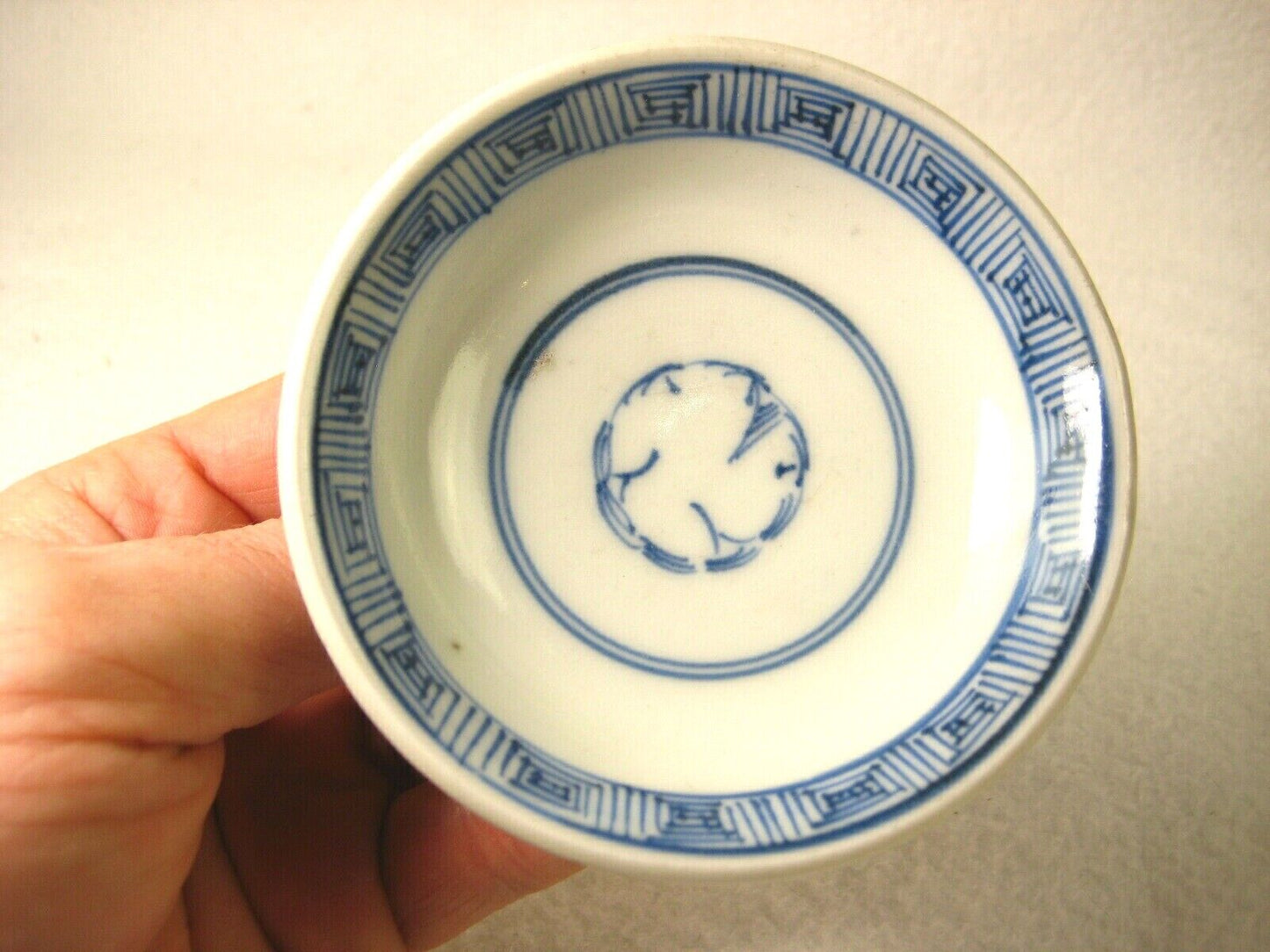 Vintage Chinese Ceramic Hand Painted In Cobalt Blue Sauce Mustard Dish