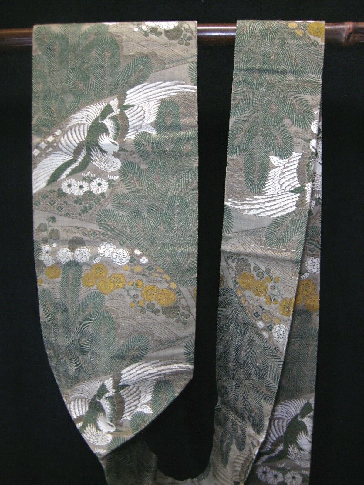 Japanese Silk Nagoya Obi Sash For Kimono Phoenix Plum Blossum & Pines 11Ft
