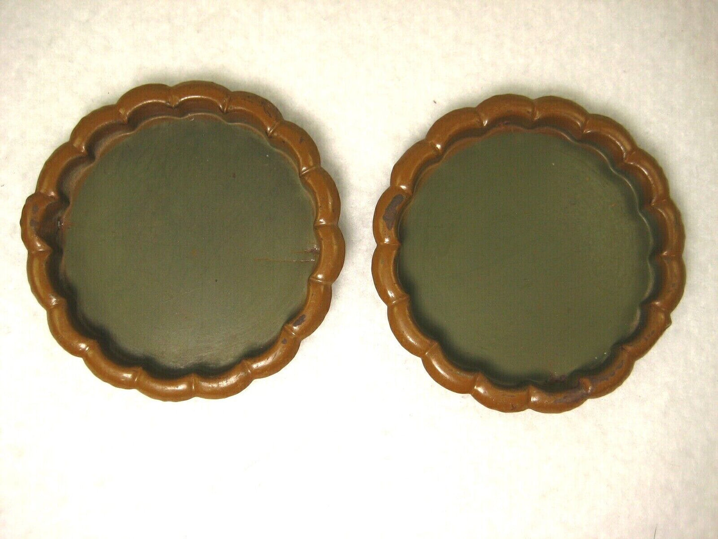 Vintage Japanese C1930 Set 2 Steel Hikite Sliding Fusuma Door Pulls Flower