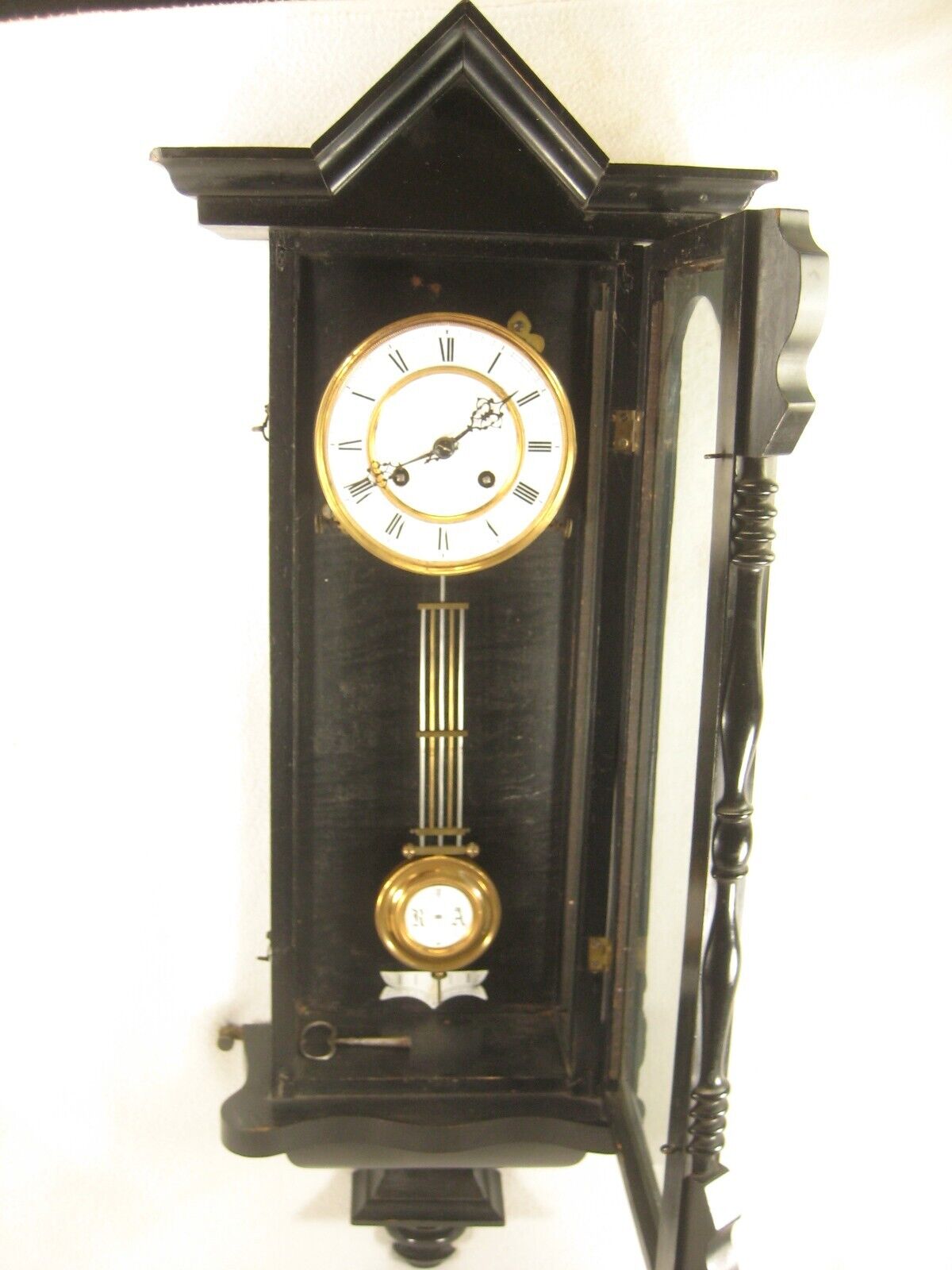 Antique Schultz Marke (C.1881) Viena Regulator Long Wall Clock