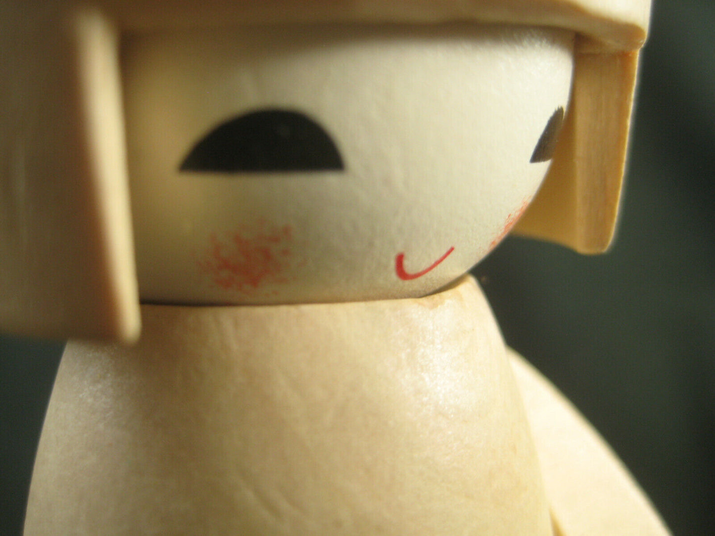 Vintage Japanese Kokeshi Natural Wood Doll W/ Obi Bow And Hair Tie 3"
