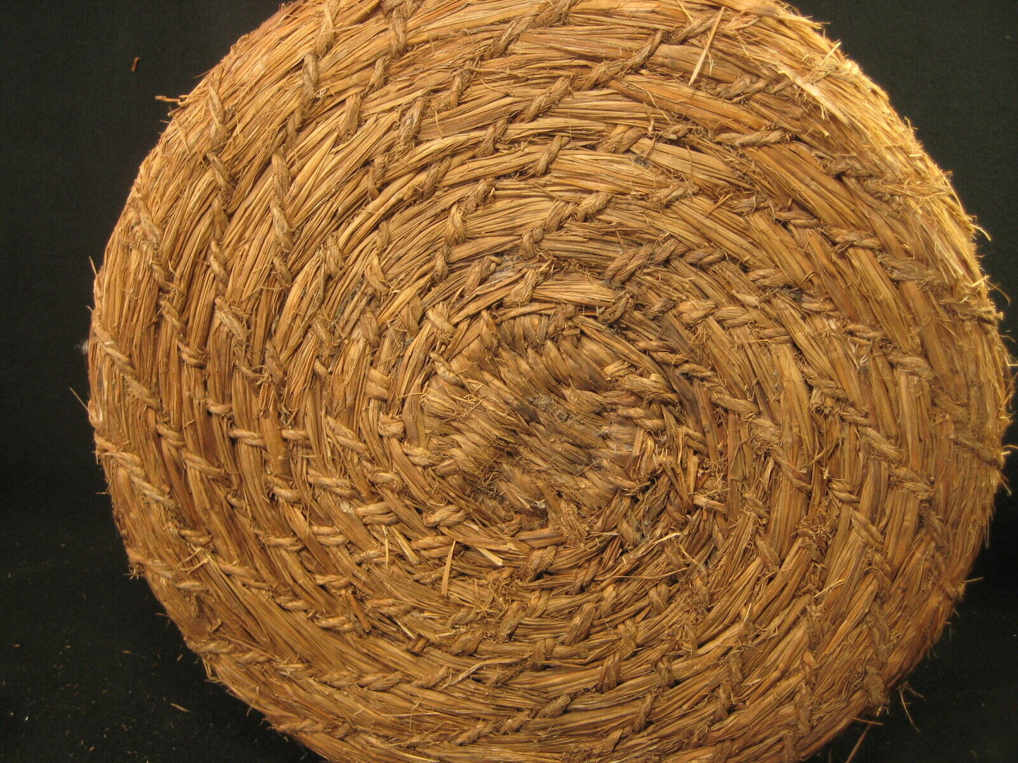Antique Japanese Taisho Era (C. 1920) Rope Weave Kago Lidded Storage Basket
