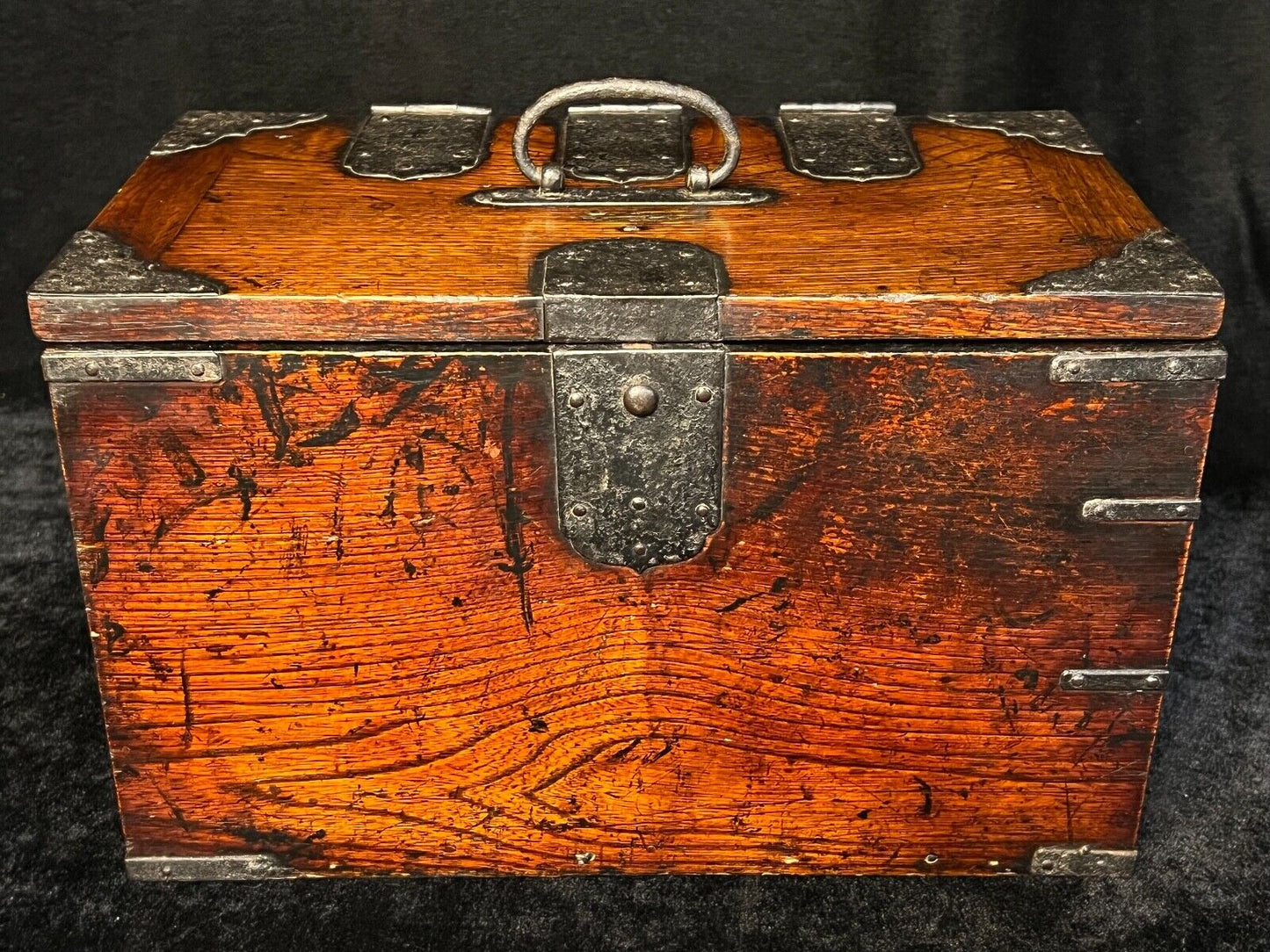 Antique Japanese Meiji Era C1880 Keyaki Wood Suzuribako Calligraphy Tansu