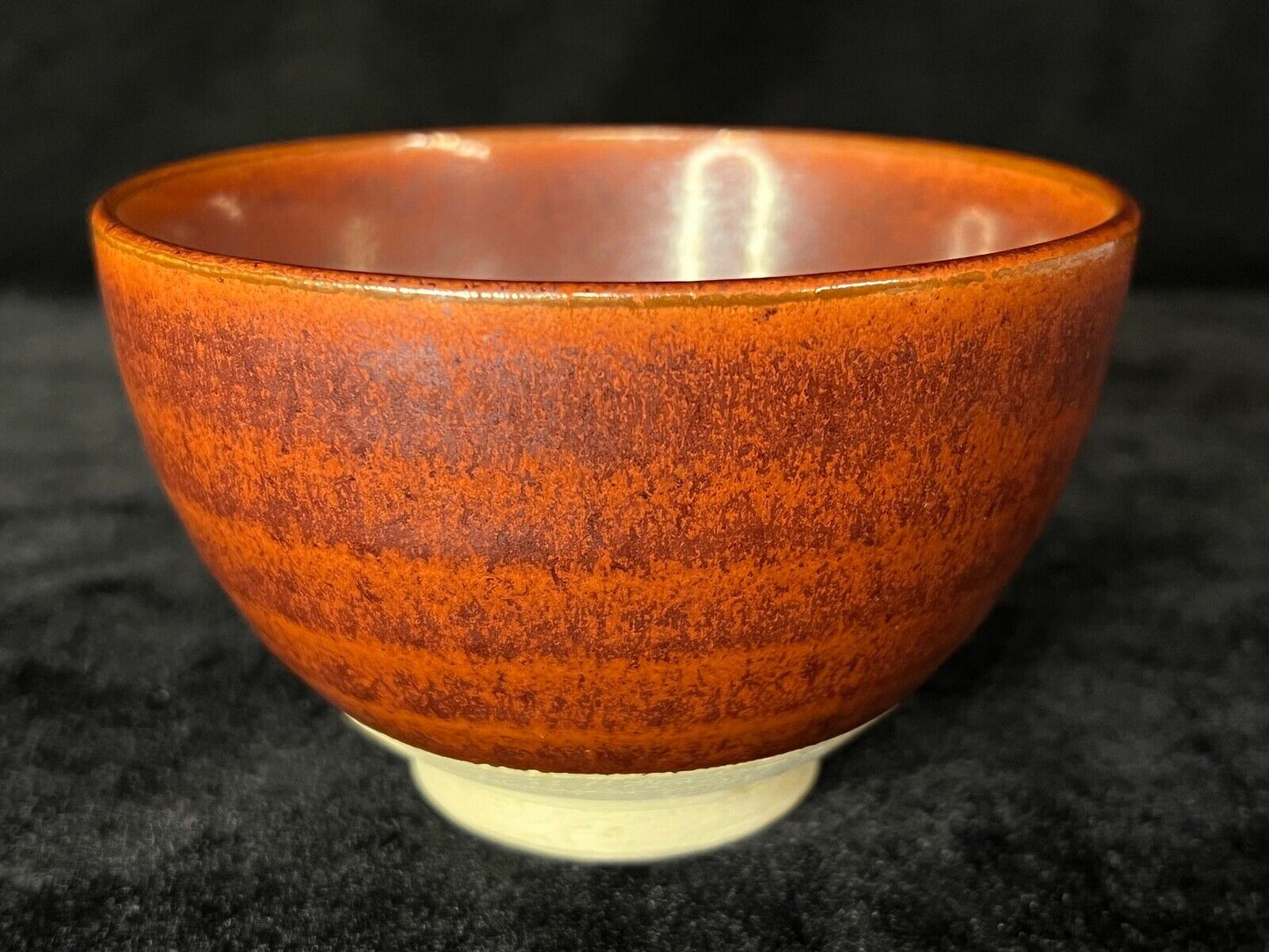 Vintage Japanese Tea Ceremony Ceramic Chawan Tea Bowl Rich Red Glaze Drip 5"