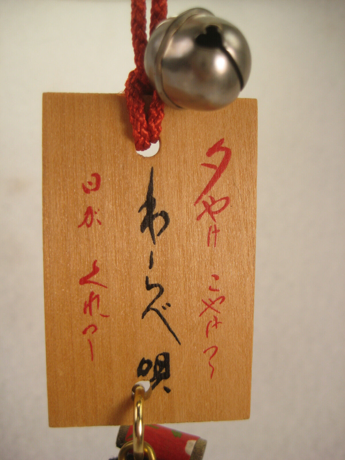 Vintage Japanese Kokeshi Wooden Doll Paper Kimono W/ Plaque Flowers 4.5"
