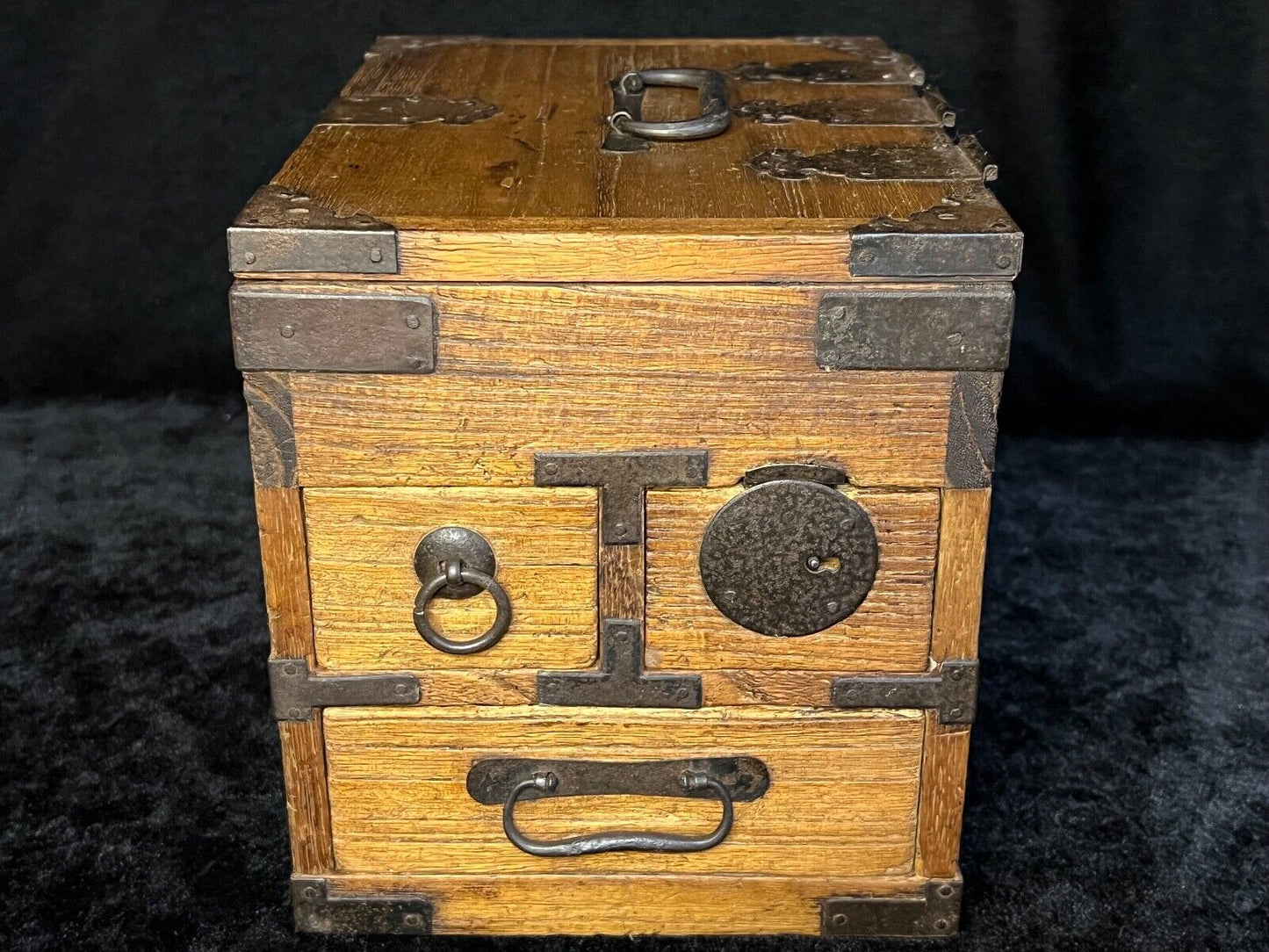 Antique Japanese Meiji Era C1890 Sugi Wood Suzuribako Calligraphy Tansu