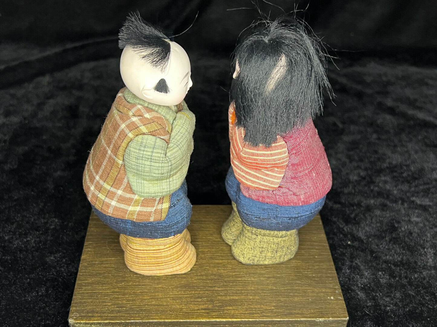 Vintage Japanese Kimekomi Dolls Boy & Girl Folk Art In Fabric 5.5"