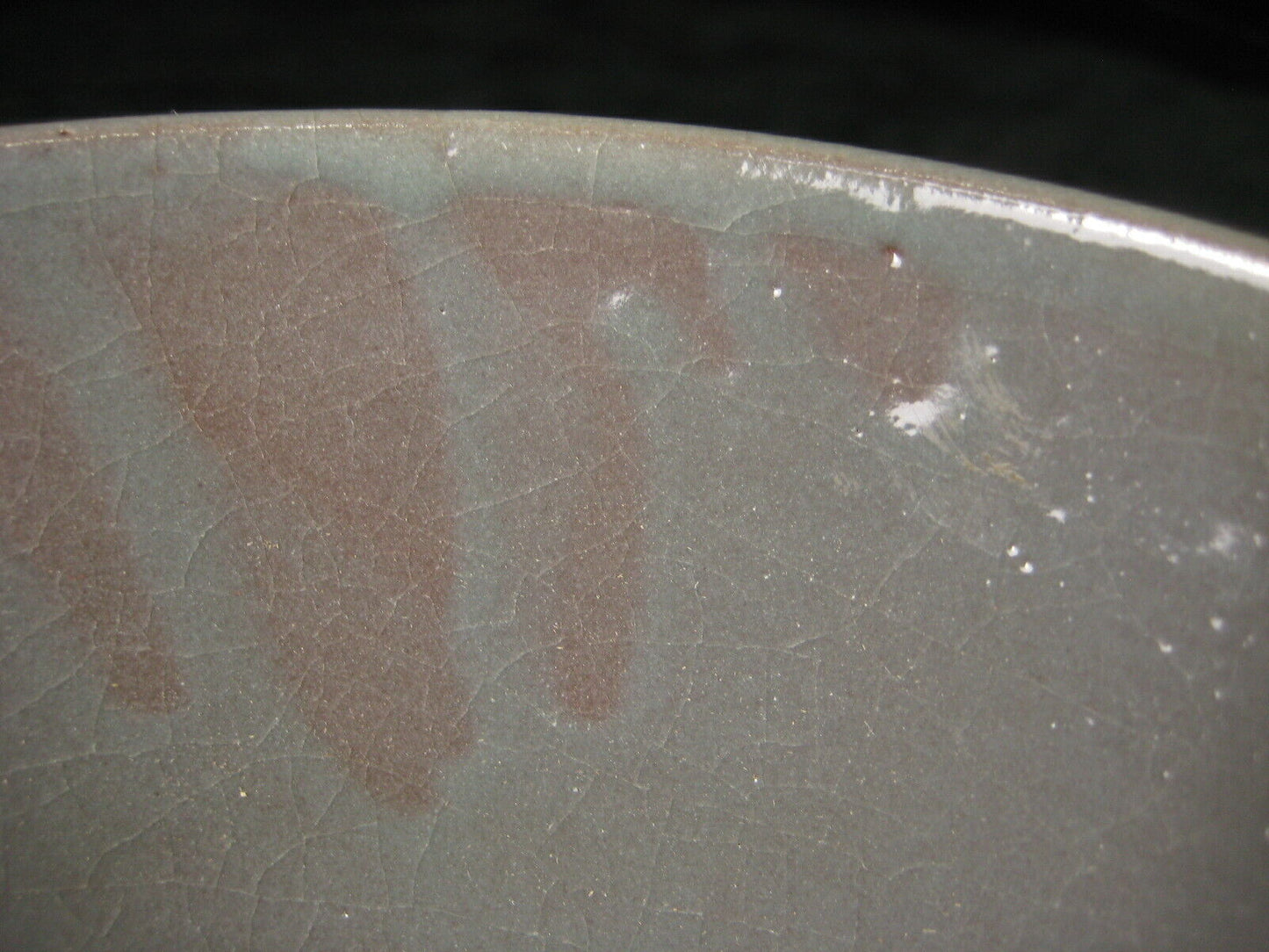 Vintage Japanese Tea Ceremony Ceramic Chawan Bowl Blue-Gray Crackle Glaze 5"