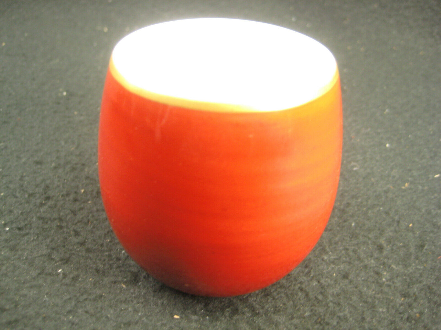 Vintage Japanese Ceramic Cup Guinomi Sake Red W/ Gold Trim Minamalist Signed