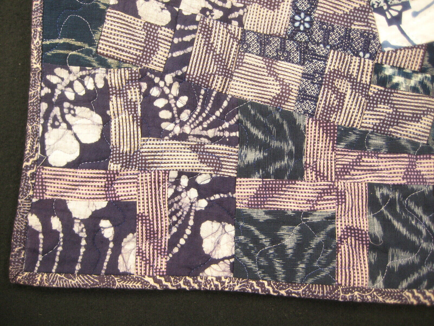 Vintage Japanese Printed Cotton Stiched Quilt Utamaro Courtesan Geisha Design