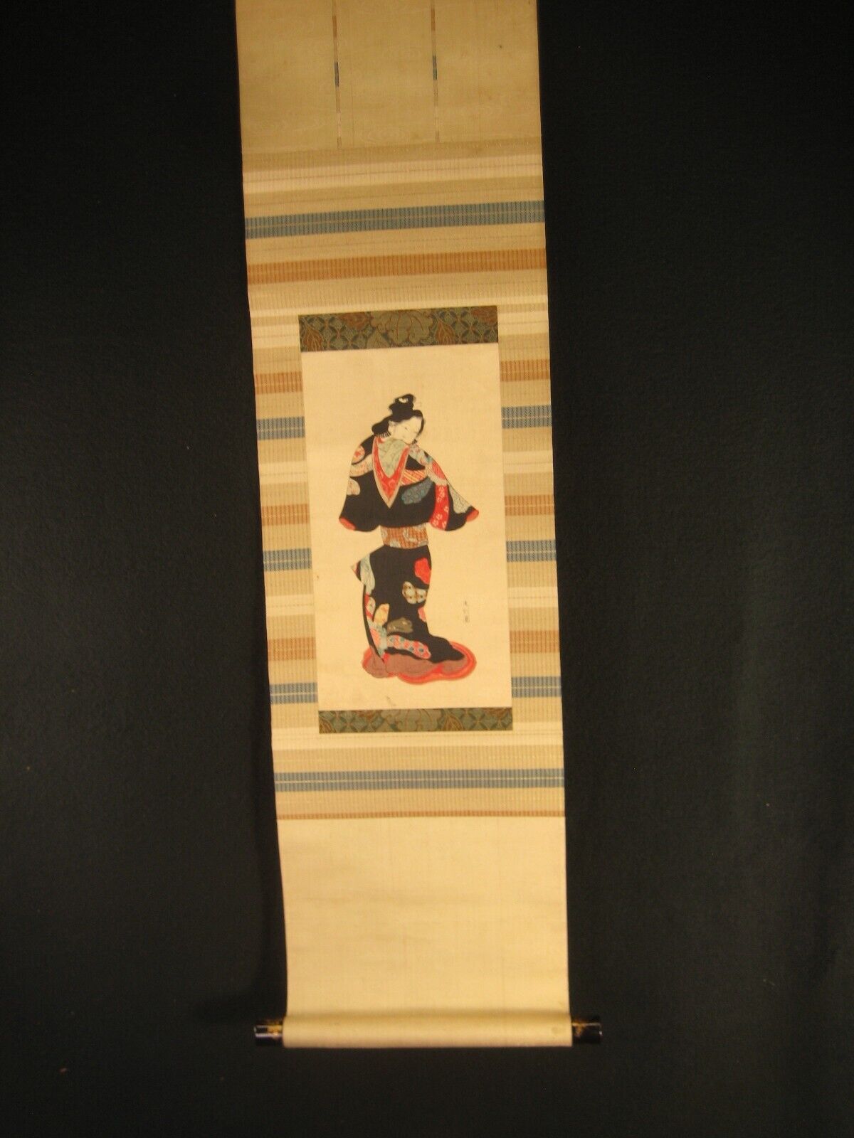 Antique Japanese Edo Era (C.1630) Rare Scroll: Courtesan By Tosa Mitsunori