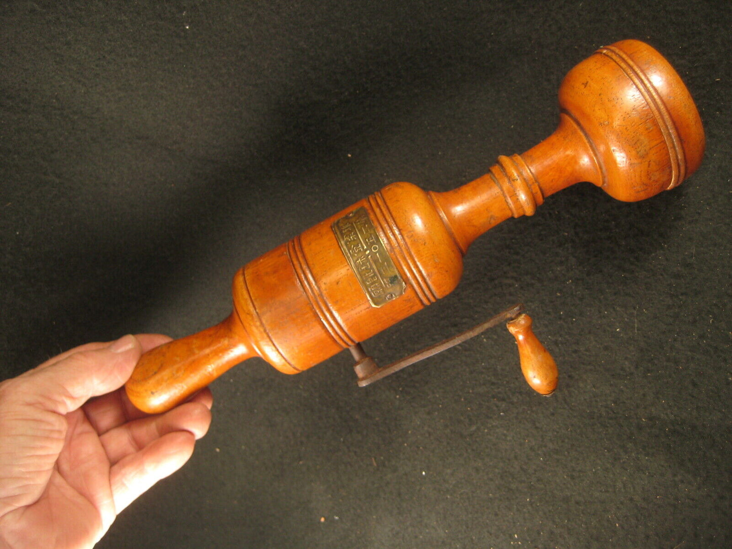Antique Meiji Era (Early 1900'S)  Japanese Hand Crank Massager Zelkova Wood