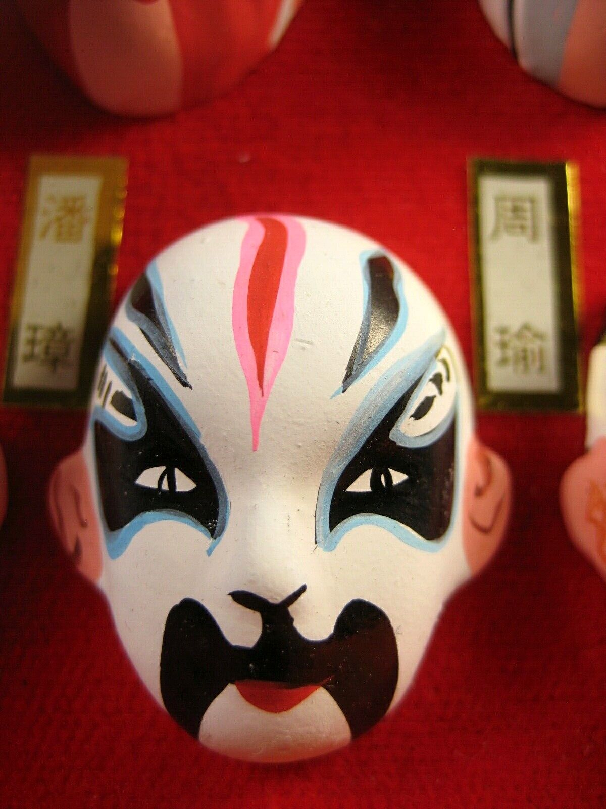 Vintage Chinese Beijing Opera Clay Masks x5 Hand painted Mini "Peking Opera Masks"