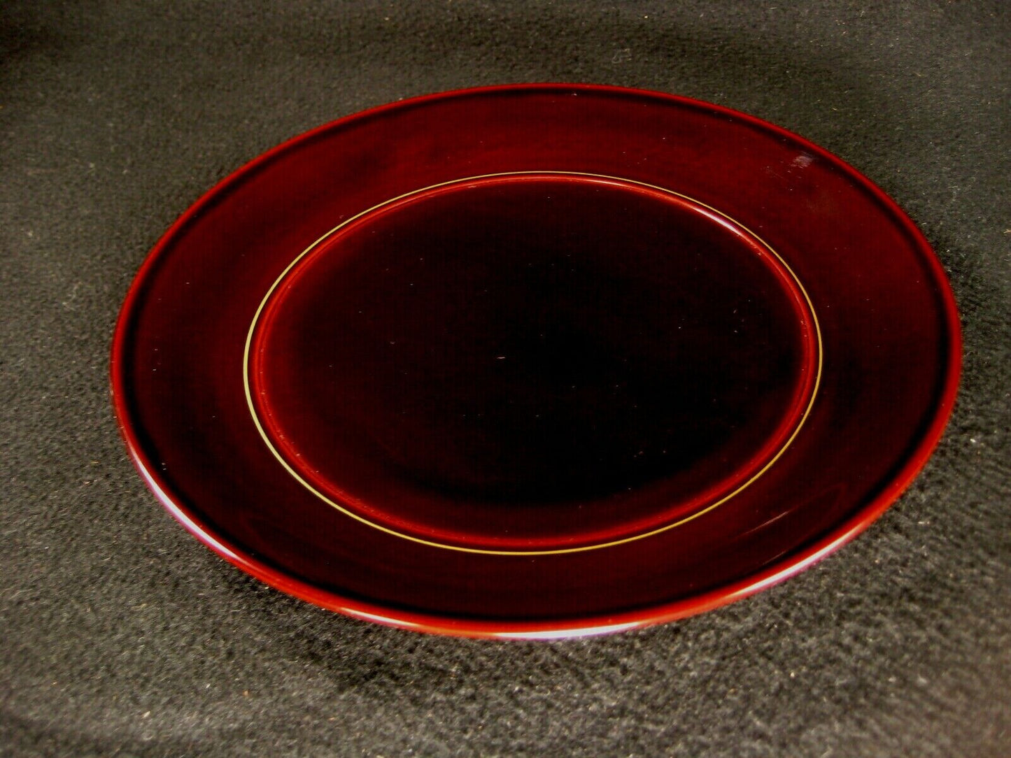 Vintage Japanese Wooden Burgundy Lacquer Kashizara Appetizer Dish Plate