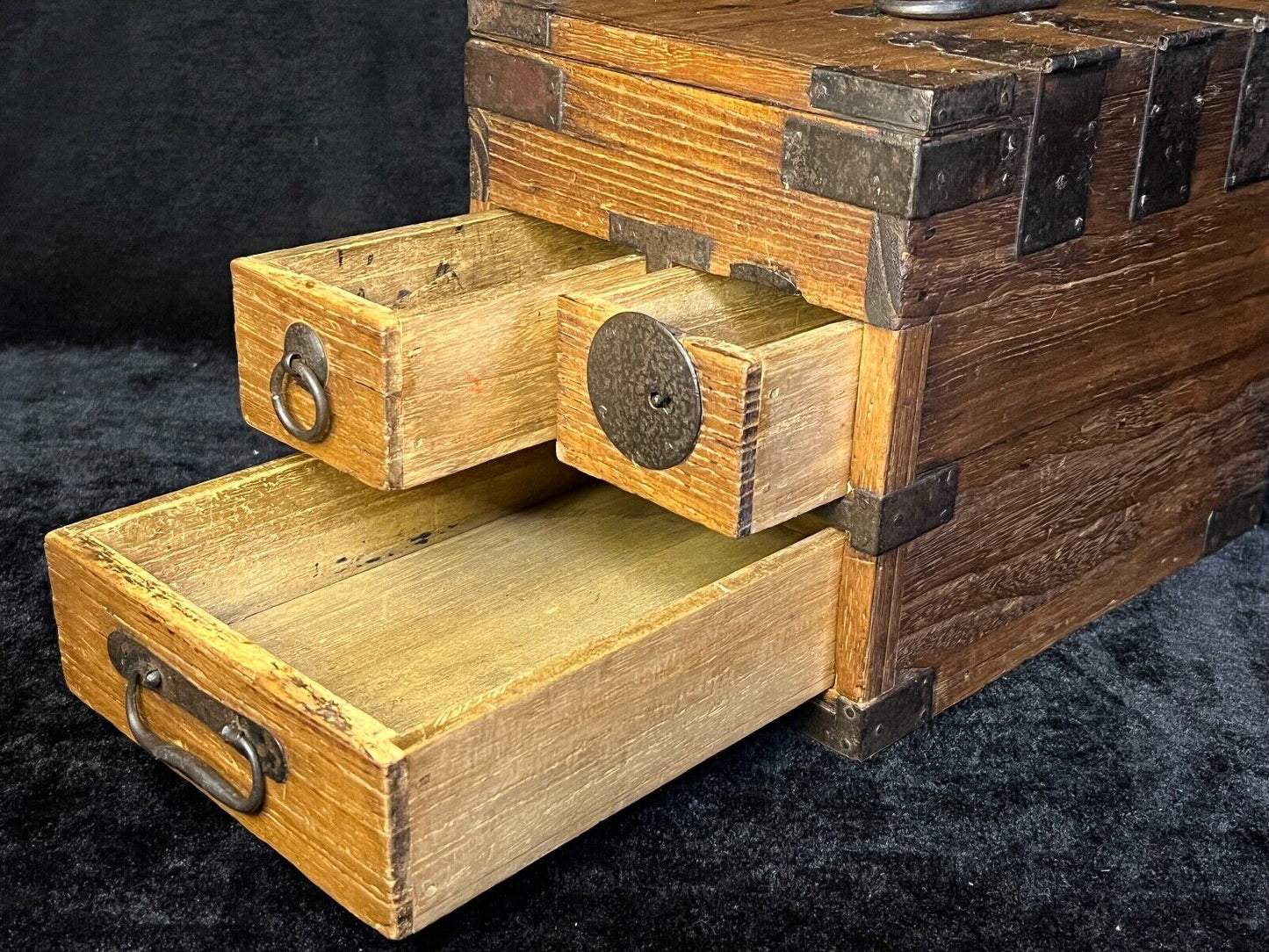 Antique Japanese Meiji Era C1890 Sugi Wood Suzuribako Calligraphy Tansu