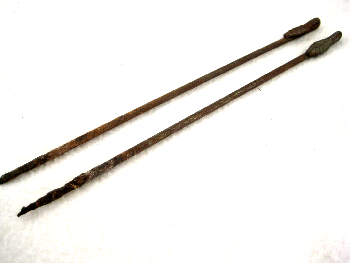 Antique Japanese (C1860) Chado Hibashi Fire Chopstick Scast Iron Rolled Leaf 10"