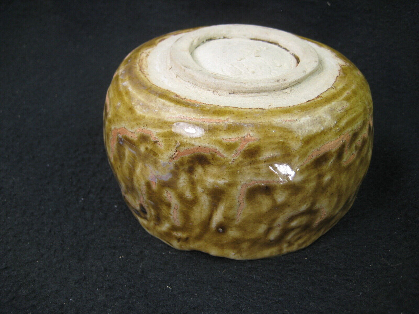 Vintage Japanese (C. 1950) Signed Tea Ceremony Ceramic Chawan Tea Bowl Olive