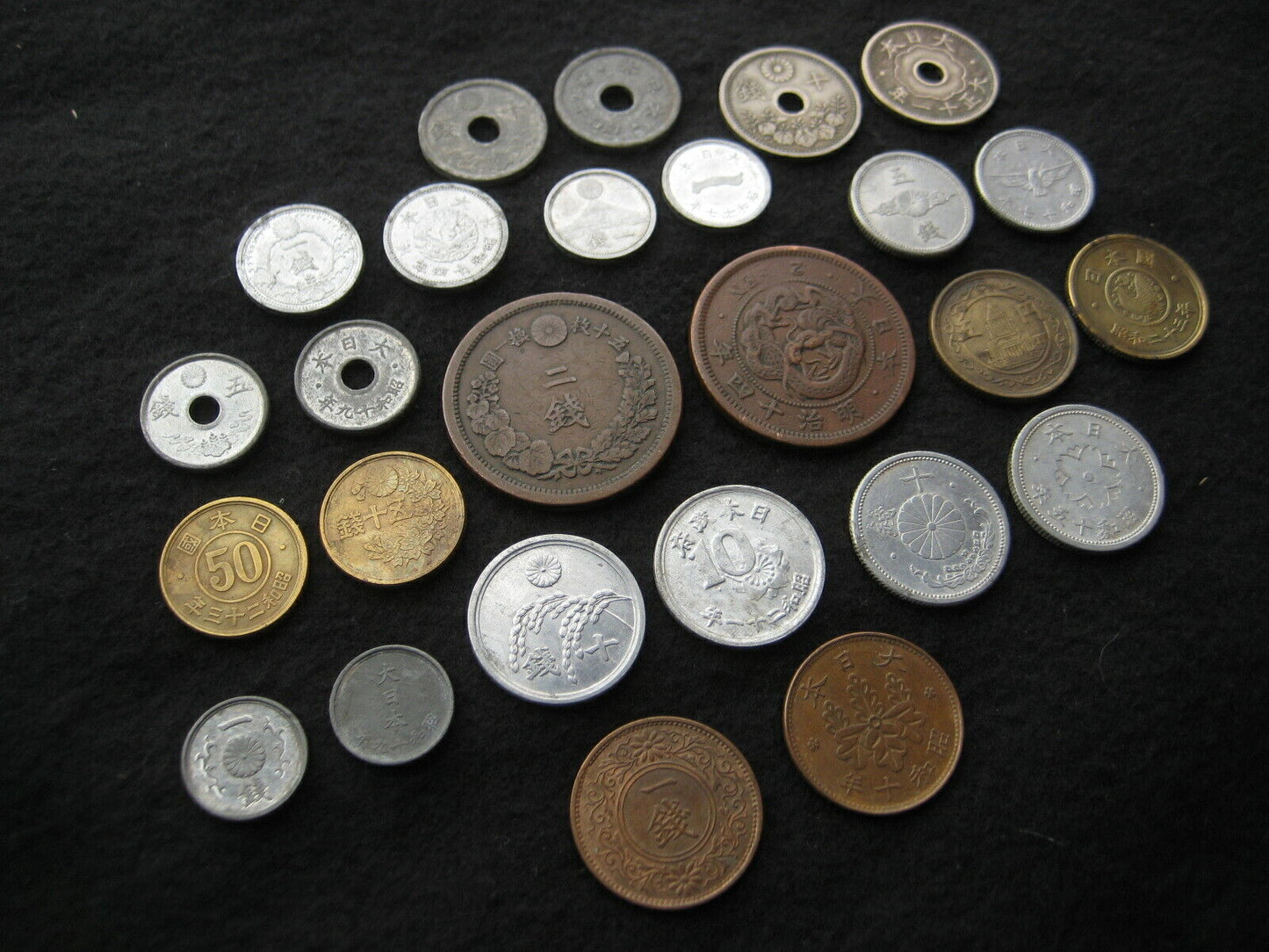 Japanese Coins 1919/20/21 Set Of 3 1 Sen Paulownia Crest Bronze Taisho 8 9 10
