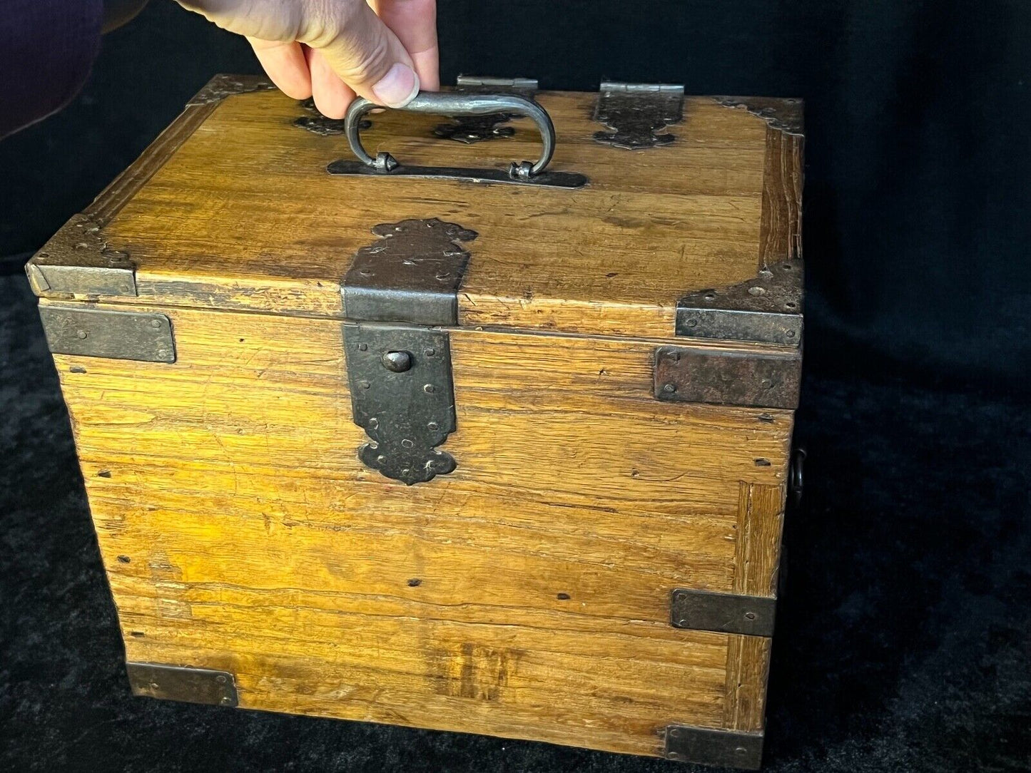 Antique Japanese Meiji Era C1890 Sugi Wood Suzuribako Calligraphy Tansu
