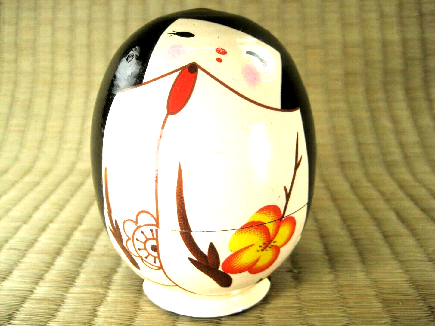Set Of 5 Japanese Kokeshi Wooden Nesting Dolls In Floral Kimono Matryoshka 10"