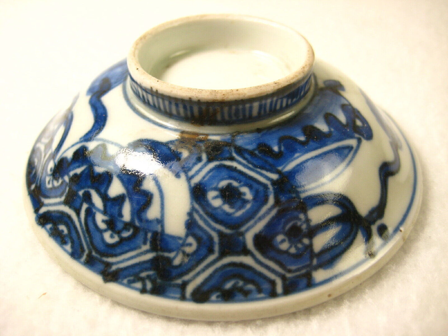 Vintage Chinese Ceramic Hand Painted In Cobalt Blue Sauce Mustard Dish