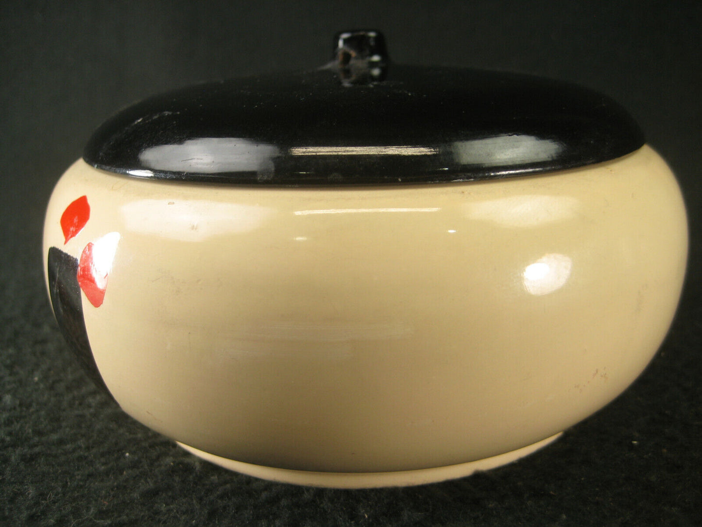 Wooden Laquer Kokeshi Head Box W/ Face Hand Painted & Lidded Cute Red Pink