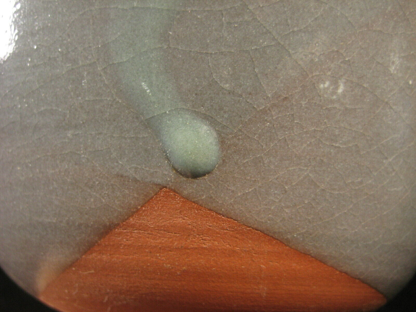 Vintage Japanese Tea Ceremony Ceramic Chawan Bowl Blue-Gray Crackle Glaze 5"