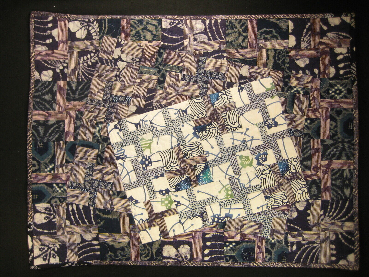 Vintage Japanese Printed Cotton Stiched Quilt Utamaro Courtesan Geisha Design