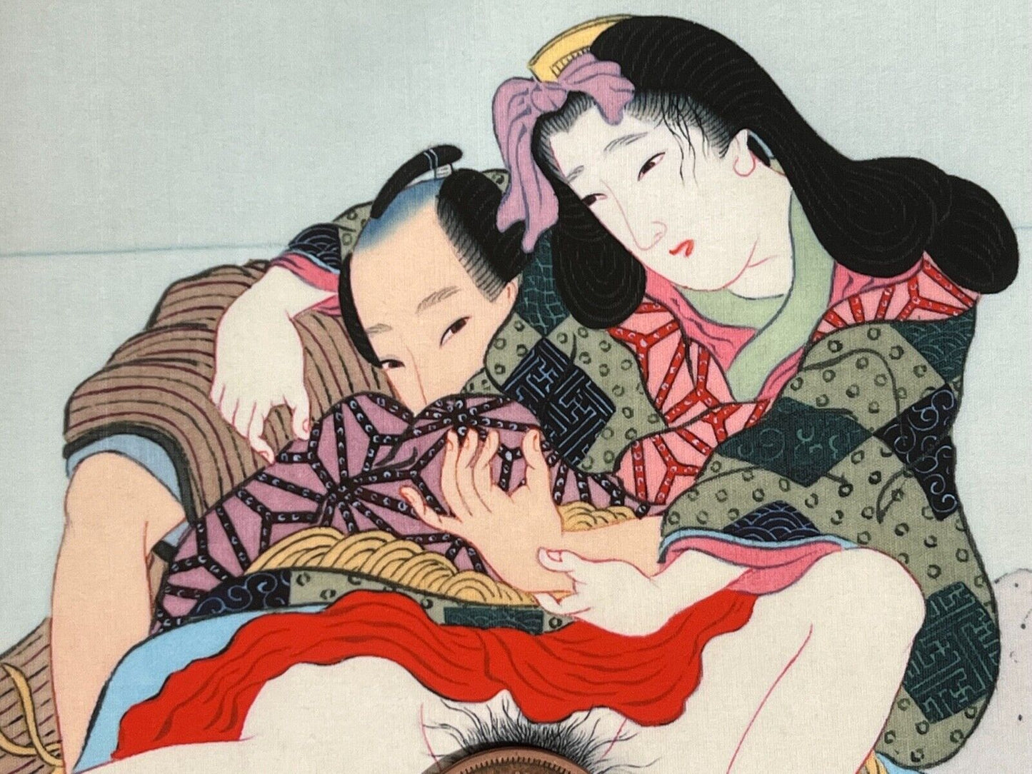 Shunga Japanese Erotic Art Giclee Print Hand Painting On Silk 10.5" X 7.5" #11