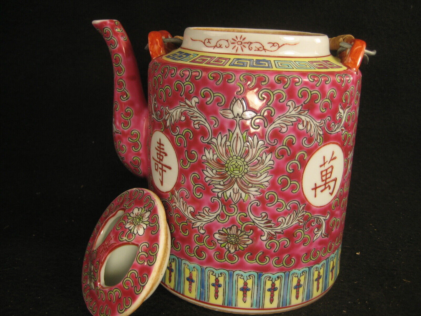 Vintage Chinese Signed Hand Painted Ceramic Tea Pot