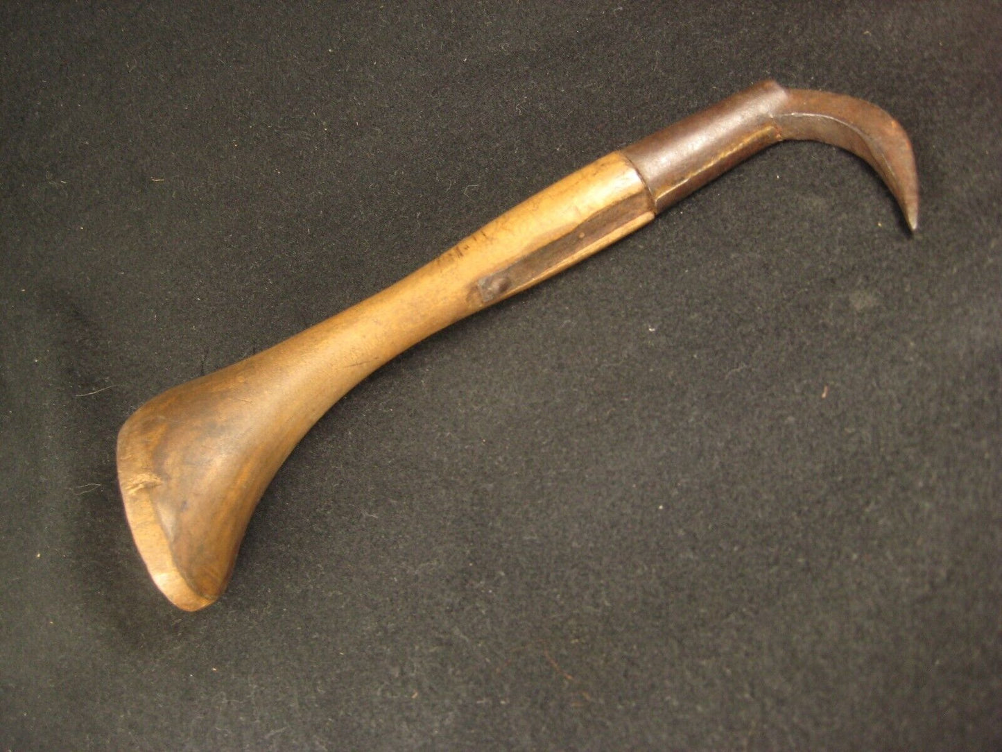 Antique Japanese Signed Forged Iron Gaff With Hinoki Wood Handle