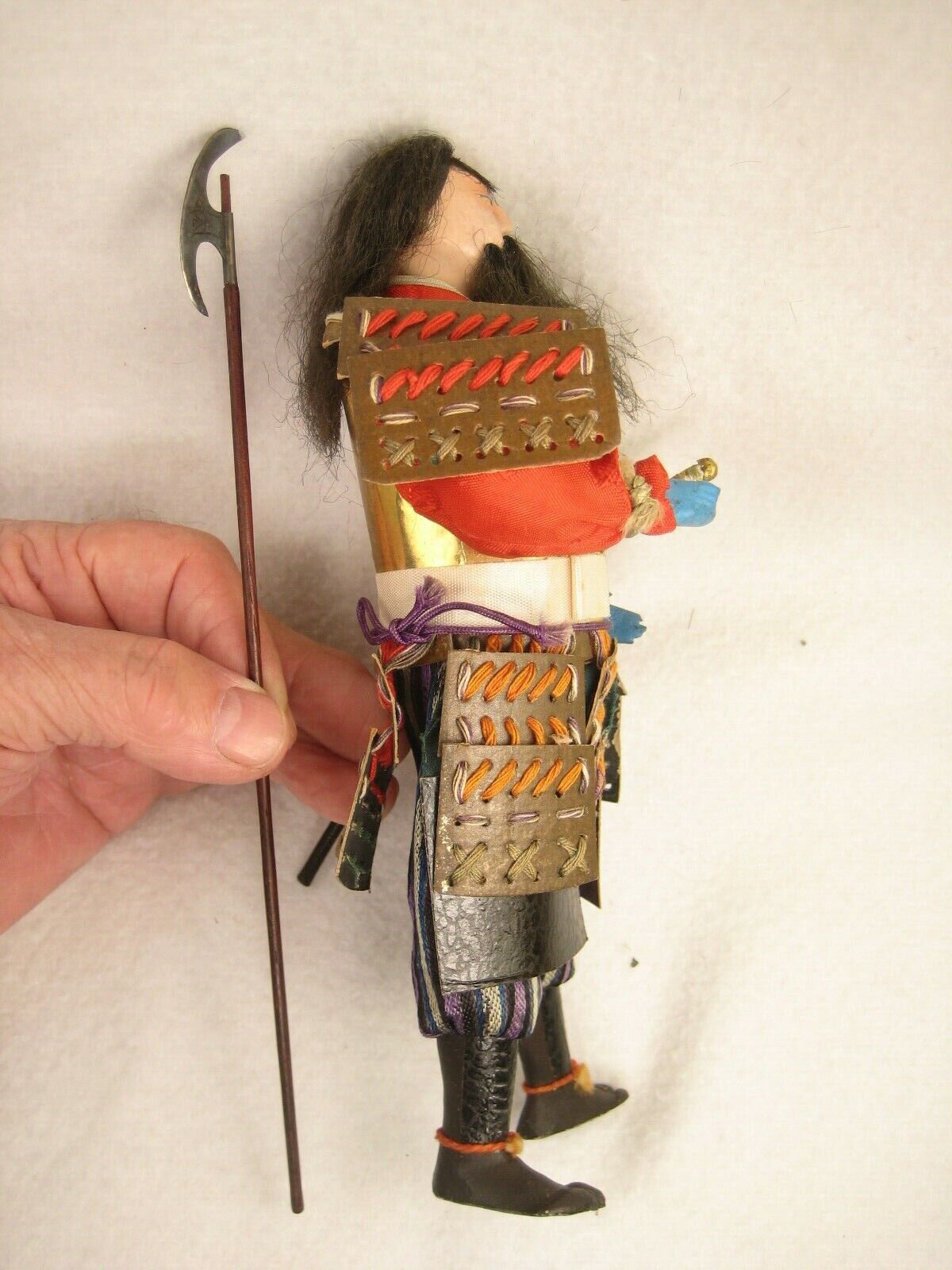 Antique Japanese Samurai Warrior Shogun Doll Wooden Gofun Face Full Armor