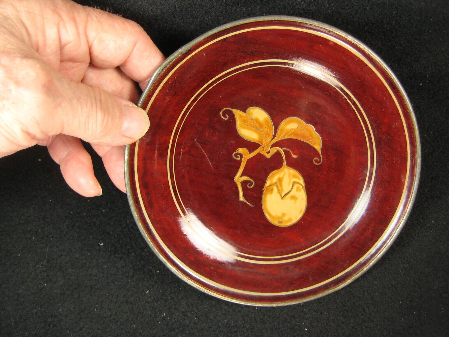 Antique C. 1920 Set Of 5 Japanese Lacquer Kashizara Appetizer Plates