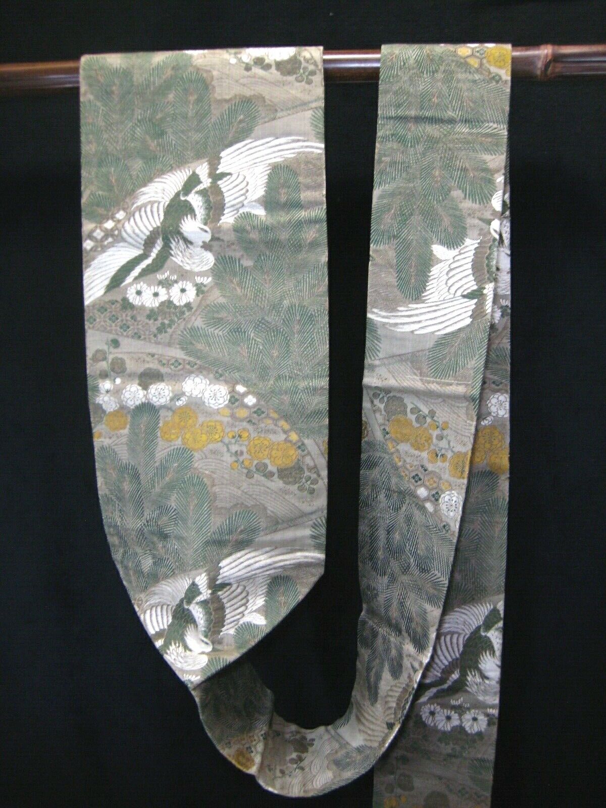 Japanese Silk Nagoya Obi Sash For Kimono Phoenix Plum Blossum & Pines 11Ft