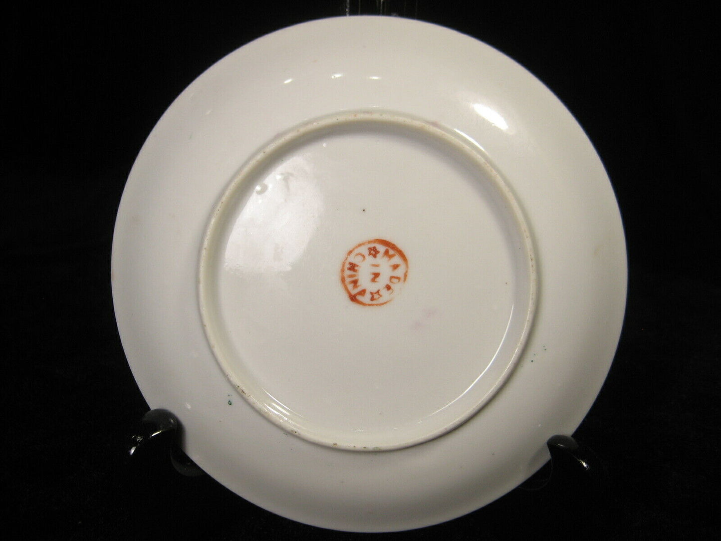 Vintage Chinese Ceramic Hand Painted Plate Dish Pink Green Birds & Flowers 5"
