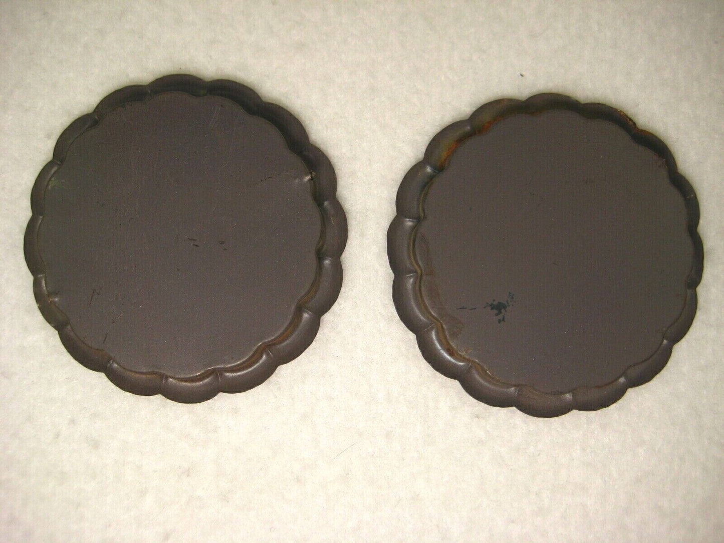 Vintage Japanese C1930 Set 2 Steel Hikite Sliding Fusuma Door Pulls Flower
