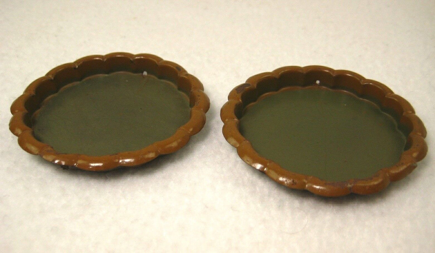 Vintage Japanese C1930 Set 2 Steel Hikite Sliding Fusuma Door Pulls Flower
