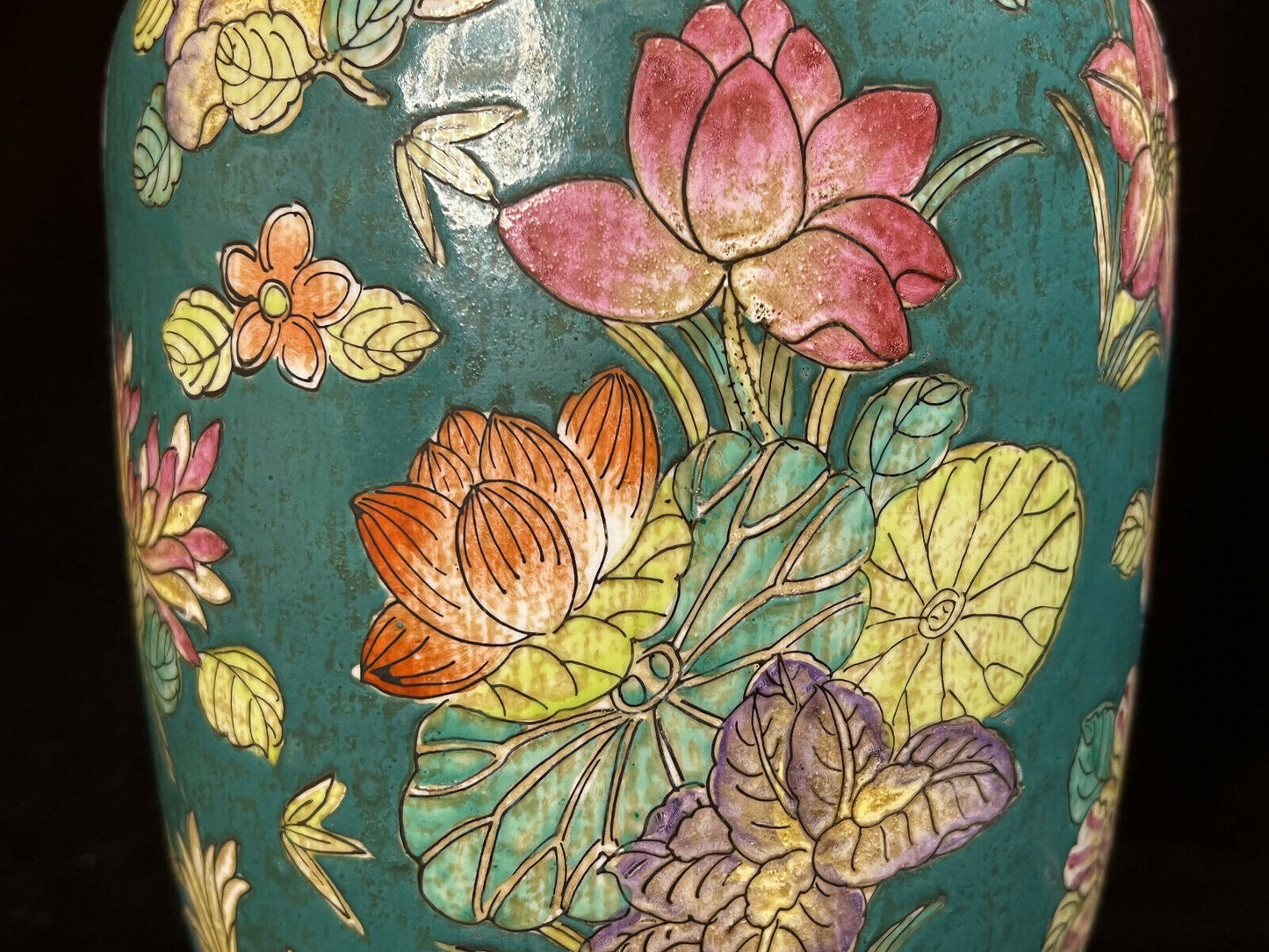Vintage Chinese Lamp Decorative Porcelain Flower/ Pomegranate (2 Available)