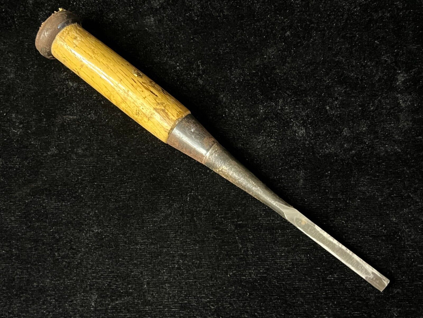 Vintage Japanese Chisel Laminated Forged Iron Blade Nomi Red Oak Handle 1/4"