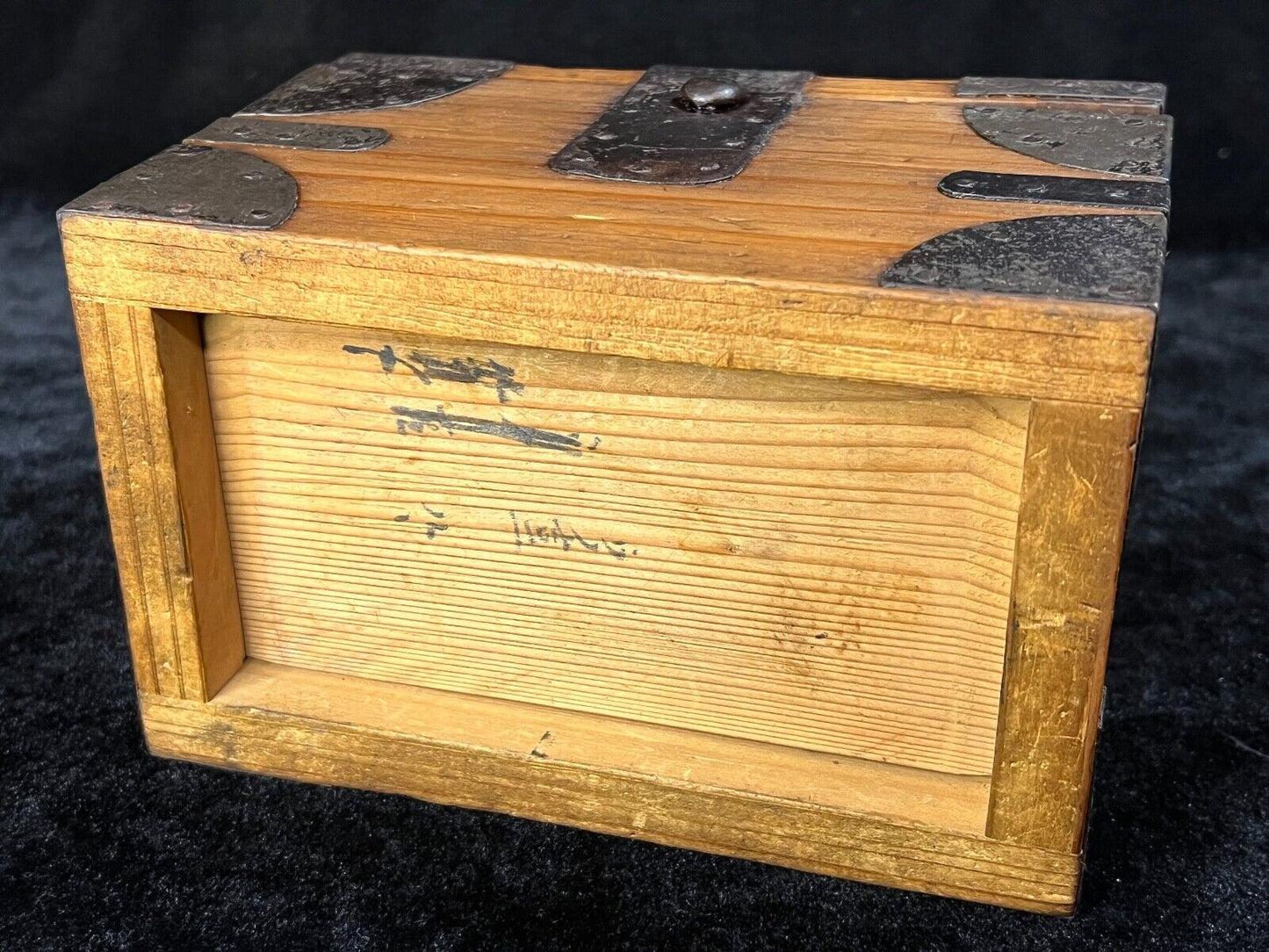 Antique Japanese Meiji/Edo 1800'S Inbako Tansu Suzuribako For Inkan Stamps 6X4"